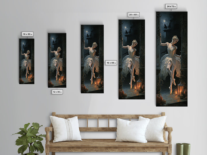 The Phantom Ballerina, Tall Narrow Wall Art, Spooky Home Decor, Canvas Print, Halloween Wall Decor, Gothic Home Decor, Halloween Wall Art