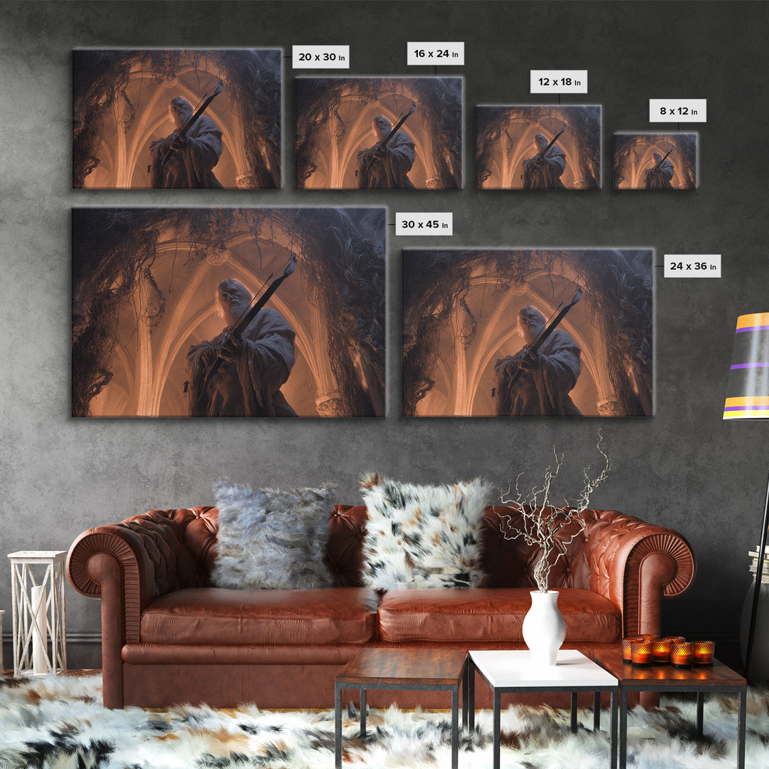 The Ghost Of The Witch Hunter, Landscape Wall Art, Gothic Horror Wall Art, Framed Canvas Print, Halloween Wall Decor, Gothic Home Decor