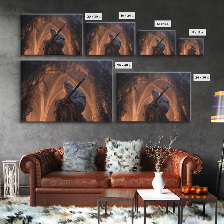 The Ghost Of The Witch Hunter, Landscape Wall Art, Gothic Horror Wall Art, Framed Canvas Print, Halloween Wall Decor, Gothic Home Decor