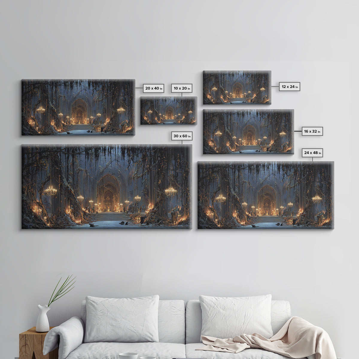 The Ghost Of The Witch Hunter, Wide Panoramic Art, Dark Halloween Decor, Canvas Print, Halloween Wall Decor, Gothic Home Decor