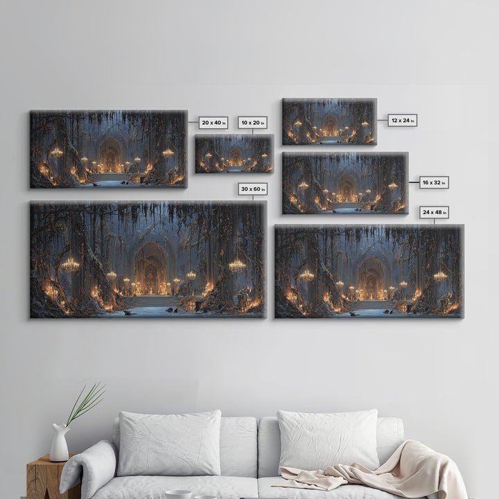 The Ghost Of The Witch Hunter, Wide Panoramic Art, Dark Halloween Decor, Canvas Print, Halloween Wall Decor, Gothic Home Decor