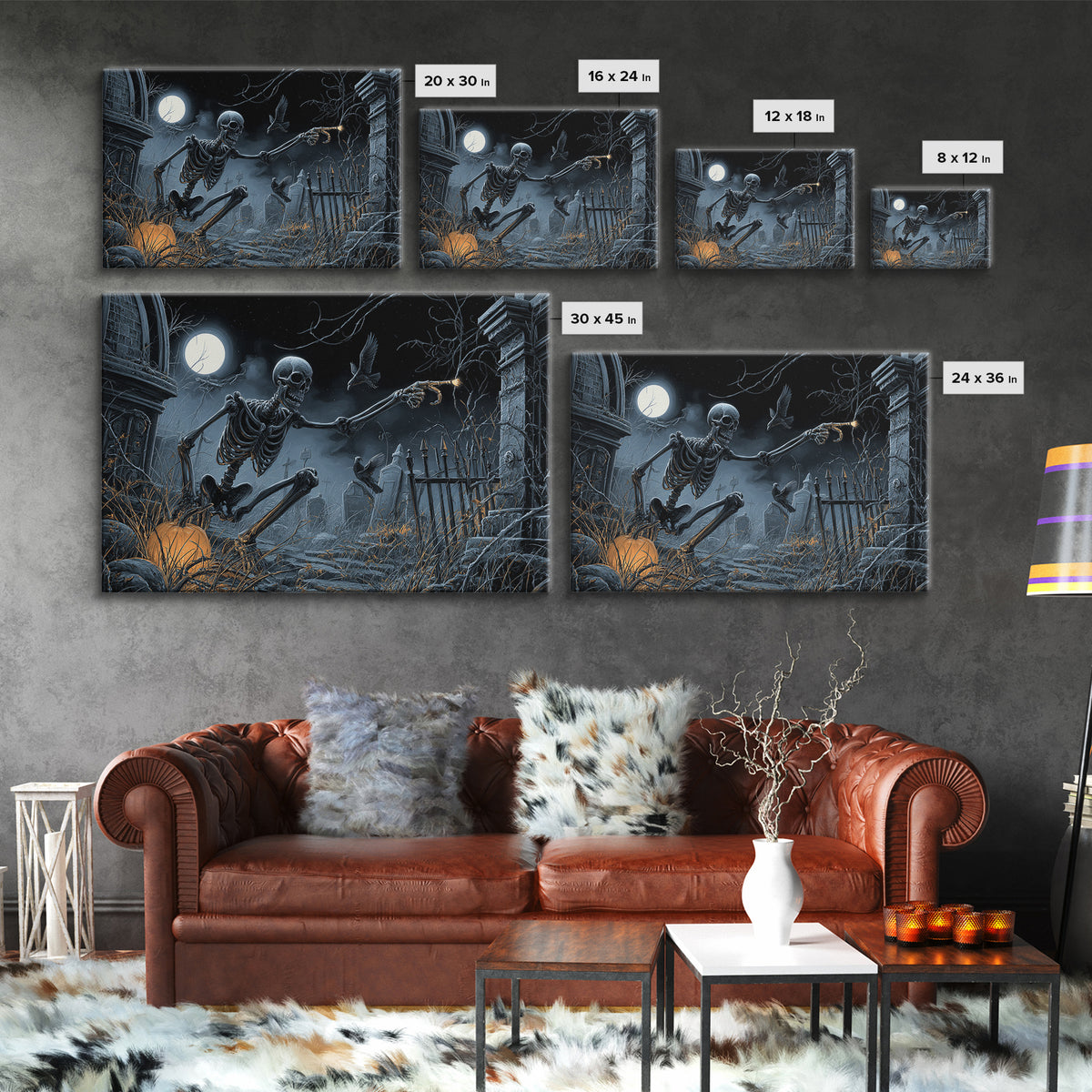 The Skull Astronomer, Landscape Wall Art, Dark Halloween Decor, Canvas Print, Halloween Wall Decor, Gothic Home Decor, Halloween Wall Art