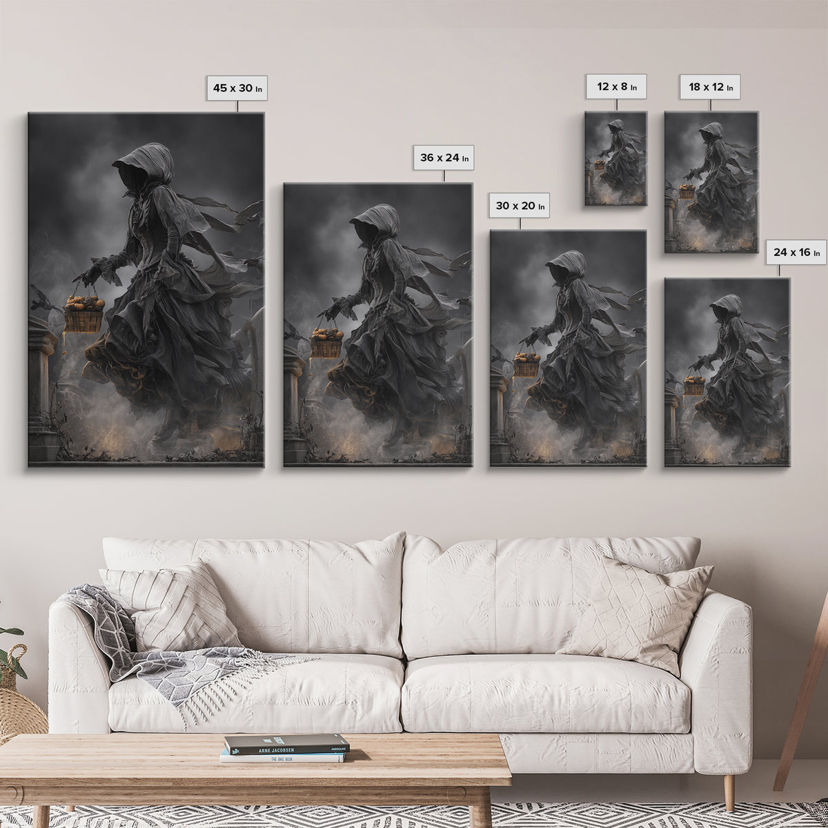 The Cemetery Beekeeper, Vertical Wall Art, Gothic Horror Wall Art, Framed Canvas Print, Halloween Wall Decor, Gothic Home Decor