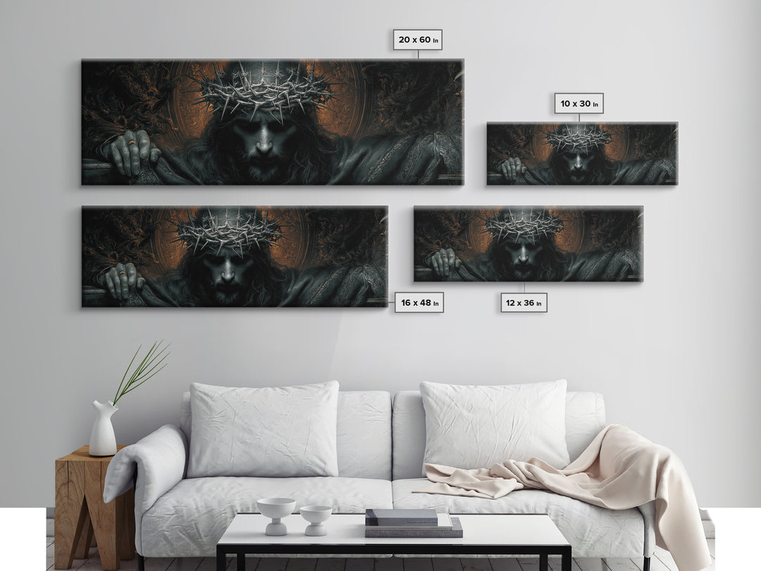 The Thorn-Crowned King, Extra Wide Wall Art, Dark Fantasy Wall Art, Canvas Print, Halloween Wall Decor, Gothic Home Decor