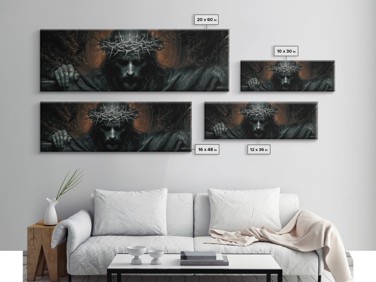 The Thorn-Crowned King, Extra Wide Wall Art, Dark Fantasy Wall Art, Canvas Print, Halloween Wall Decor, Gothic Home Decor