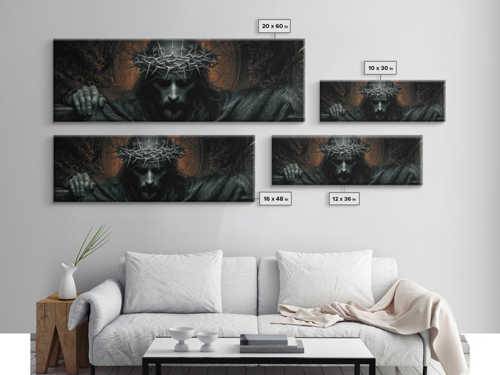 The Thorn-Crowned King, Extra Wide Wall Art, Dark Fantasy Wall Art, Canvas Print, Halloween Wall Decor, Gothic Home Decor