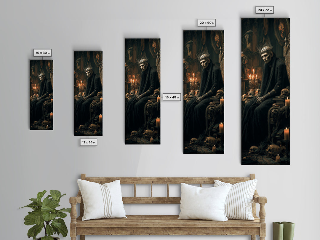 The Thorn-Crowned King, Tall Narrow Wall Art, Dark Fantasy Wall Art, Canvas Print, Halloween Wall Decor, Gothic Home Decor