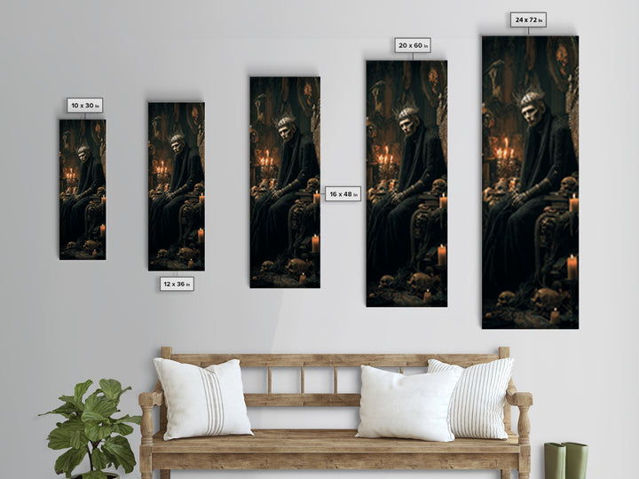 The Thorn-Crowned King, Tall Narrow Wall Art, Dark Fantasy Wall Art, Canvas Print, Halloween Wall Decor, Gothic Home Decor