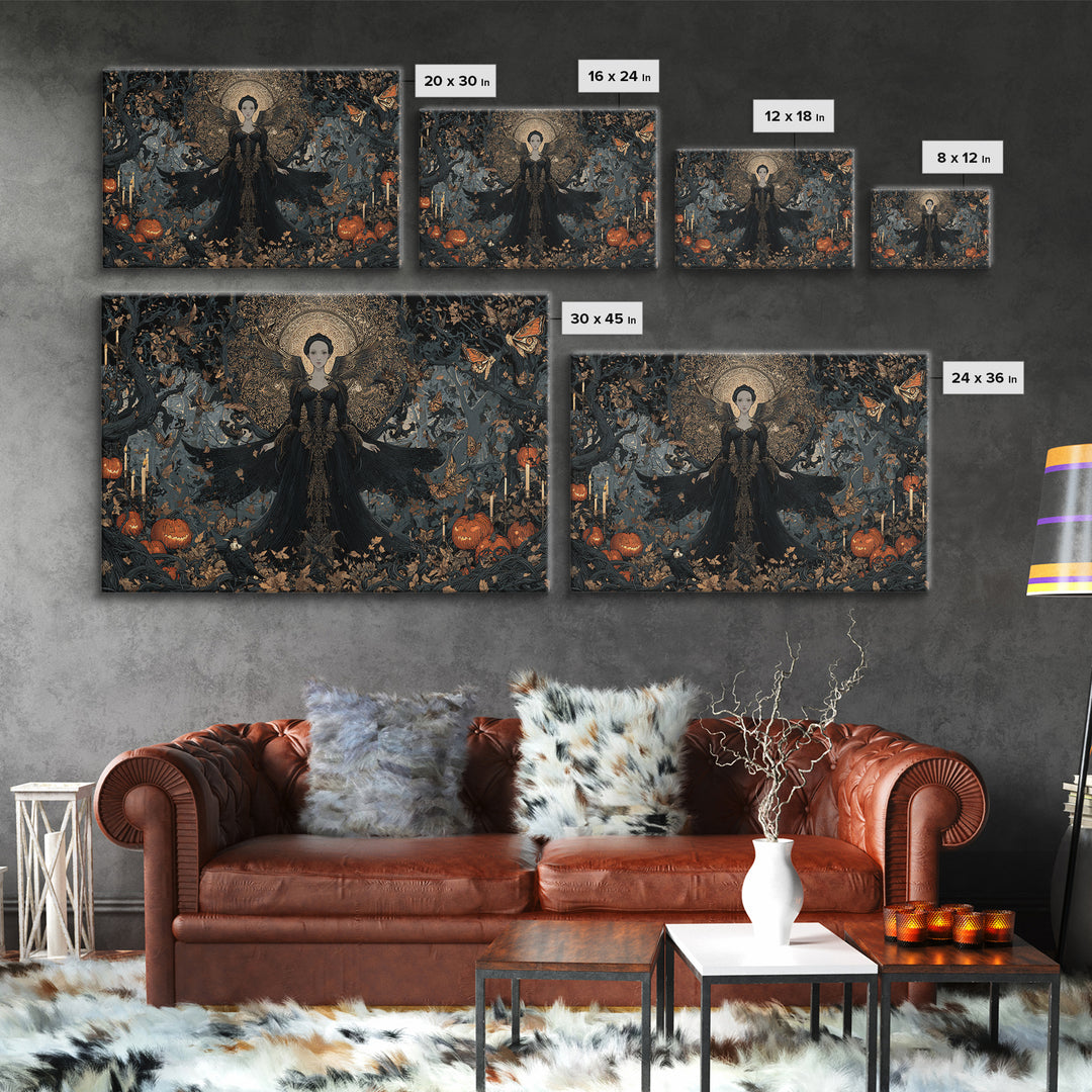 The Moth-Winged Empress, Landscape Wall Art, Gothic Horror Wall Art, Framed Canvas Print, Halloween Wall Decor, Gothic Home Decor