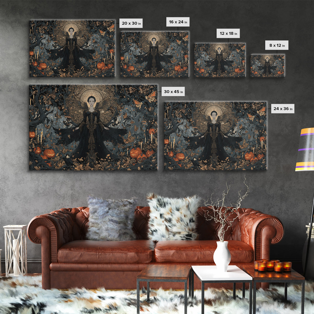 The Moth-Winged Empress, Landscape Wall Art, Gothic Horror Wall Art, Framed Canvas Print, Halloween Wall Decor, Gothic Home Decor