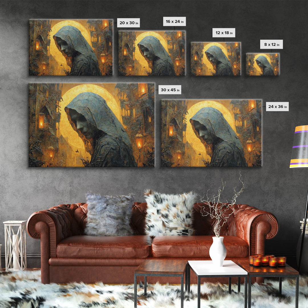 The Ash-Covered Oracle, Landscape Wall Art, Dark Halloween Decor, Canvas Print, Halloween Wall Decor, Gothic Home Decor