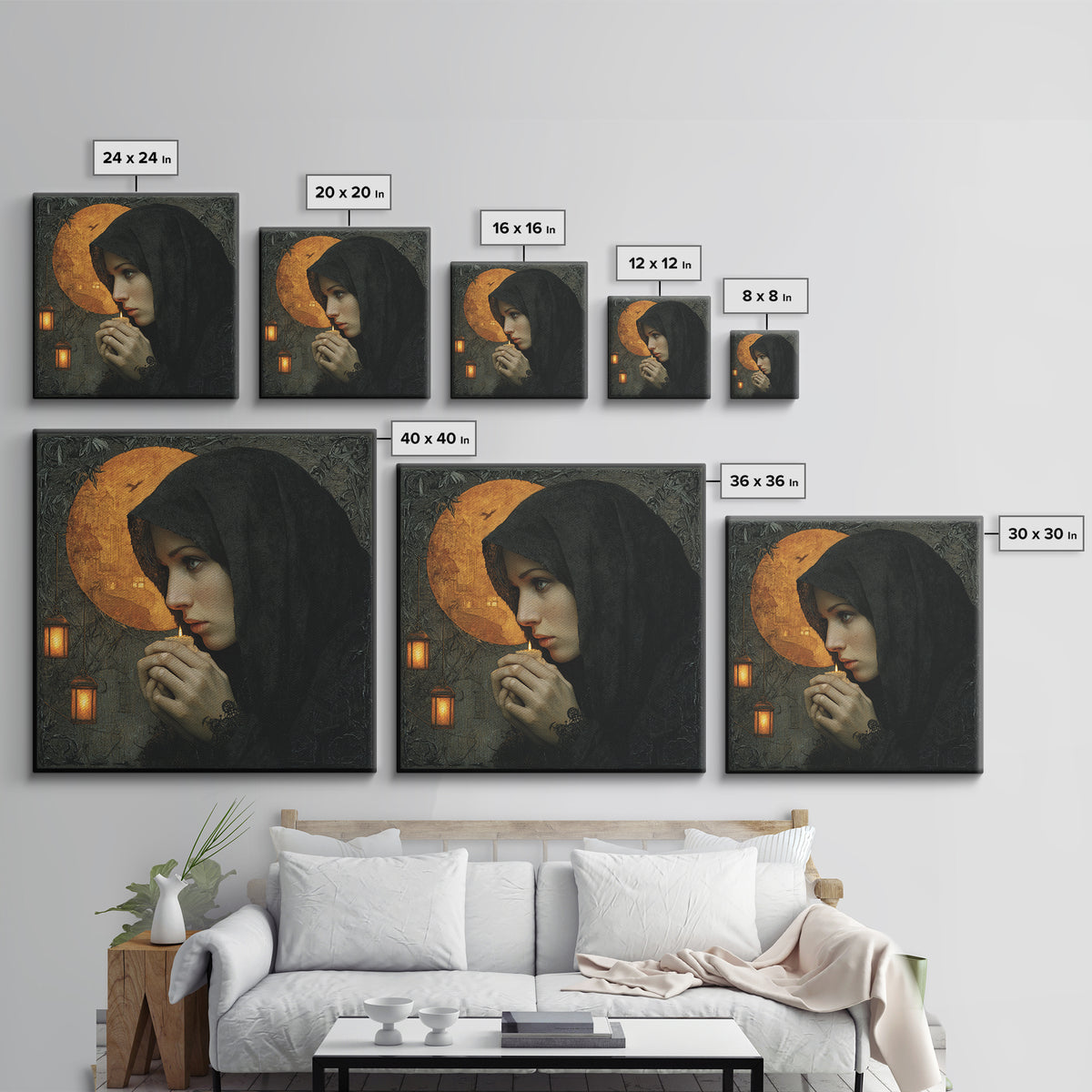 The Ash-Covered Oracle, Square Wall Art, Macabre Wall Art, Framed Canvas Print, Halloween Wall Decor, Gothic Home Decor, Seasonal Home Decor