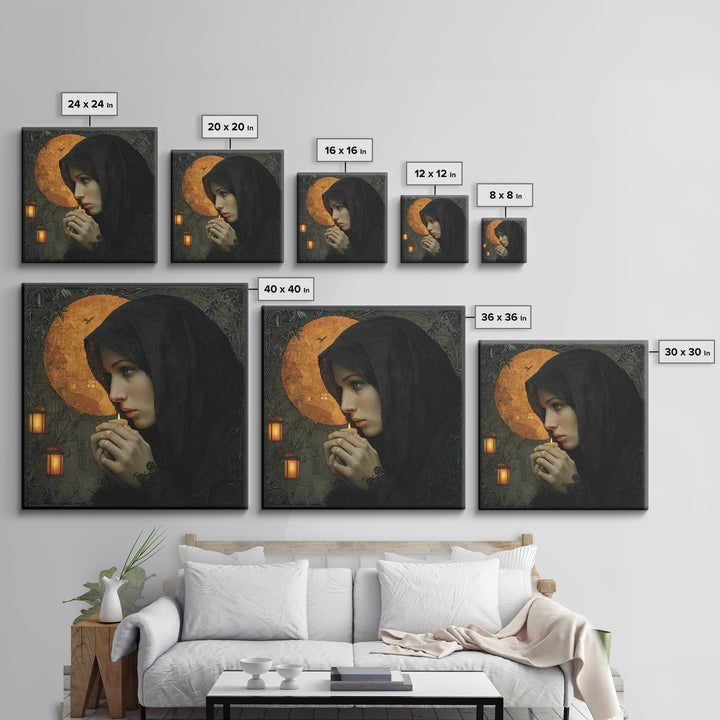 The Ash-Covered Oracle, Square Wall Art, Macabre Wall Art, Framed Canvas Print, Halloween Wall Decor, Gothic Home Decor, Seasonal Home Decor