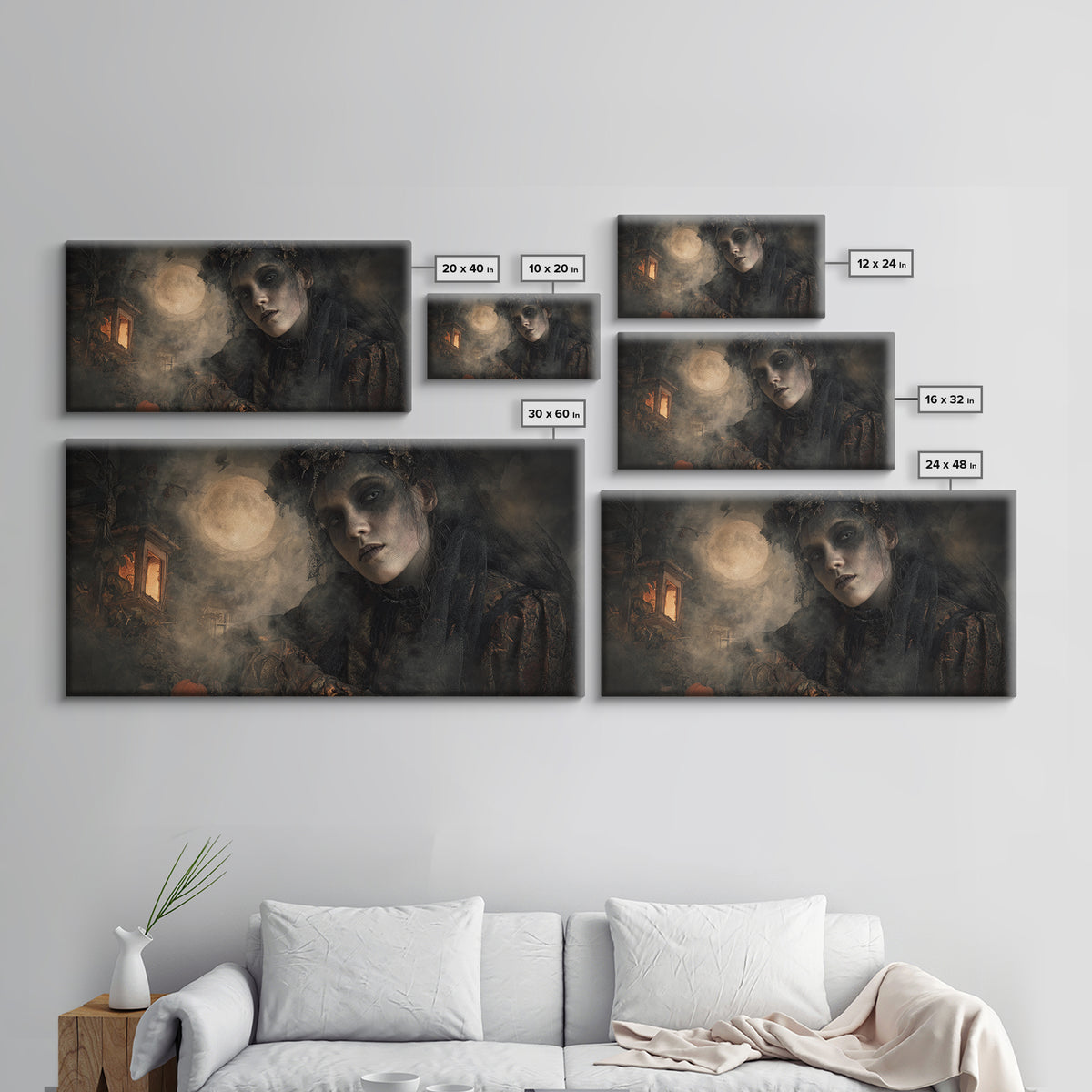 The Ash-Covered Oracle, Wide Panoramic Art, Spooky Home Decor, Canvas Print, Halloween Wall Decor, Gothic Home Decor, Seasonal Home Decor