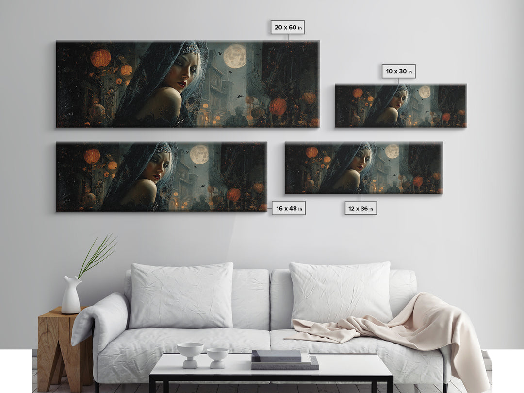 The Ash-Covered Oracle, Extra Wide Wall Art, Spooky Home Decor, Canvas Print, Halloween Wall Decor, Gothic Home Decor, Halloween Wall Art