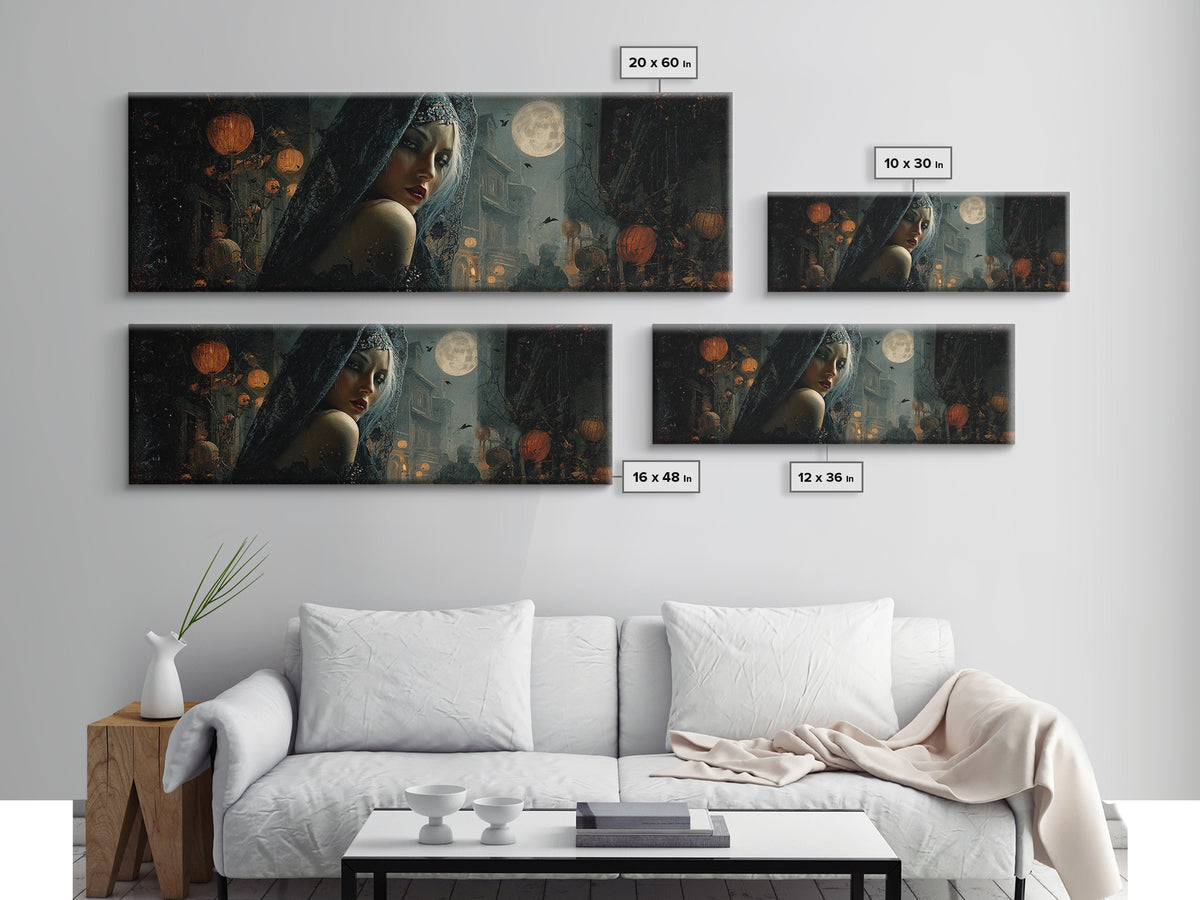 The Ash-Covered Oracle, Extra Wide Wall Art, Spooky Home Decor, Canvas Print, Halloween Wall Decor, Gothic Home Decor, Halloween Wall Art