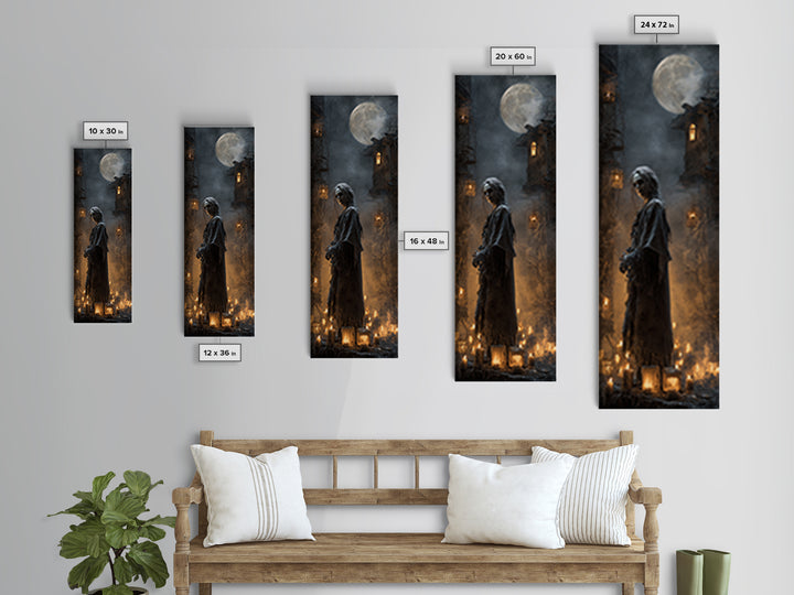 The Ash-Covered Oracle, Tall Narrow Wall Art, Macabre Wall Art, Framed Canvas Print, Halloween Wall Decor, Gothic Home Decor