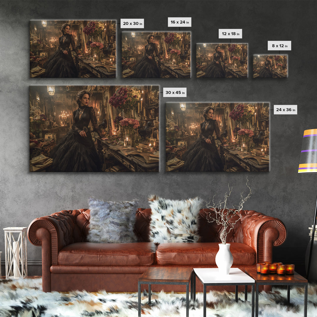 The Vampire Florist, Landscape Wall Art, Dark Fantasy Wall Art, Canvas Print, Halloween Wall Decor, Gothic Home Decor