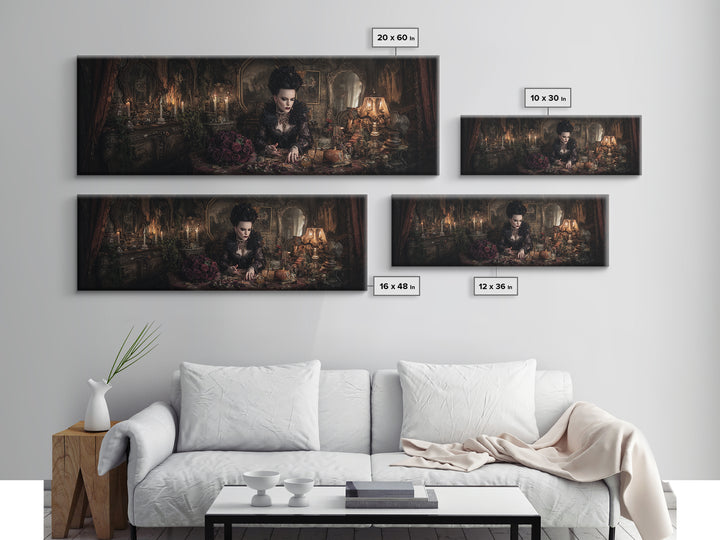 The Vampire Florist, Extra Wide Wall Art, Dark Fantasy Wall Art, Canvas Print, Halloween Wall Decor, Gothic Home Decor, Halloween Wall Art