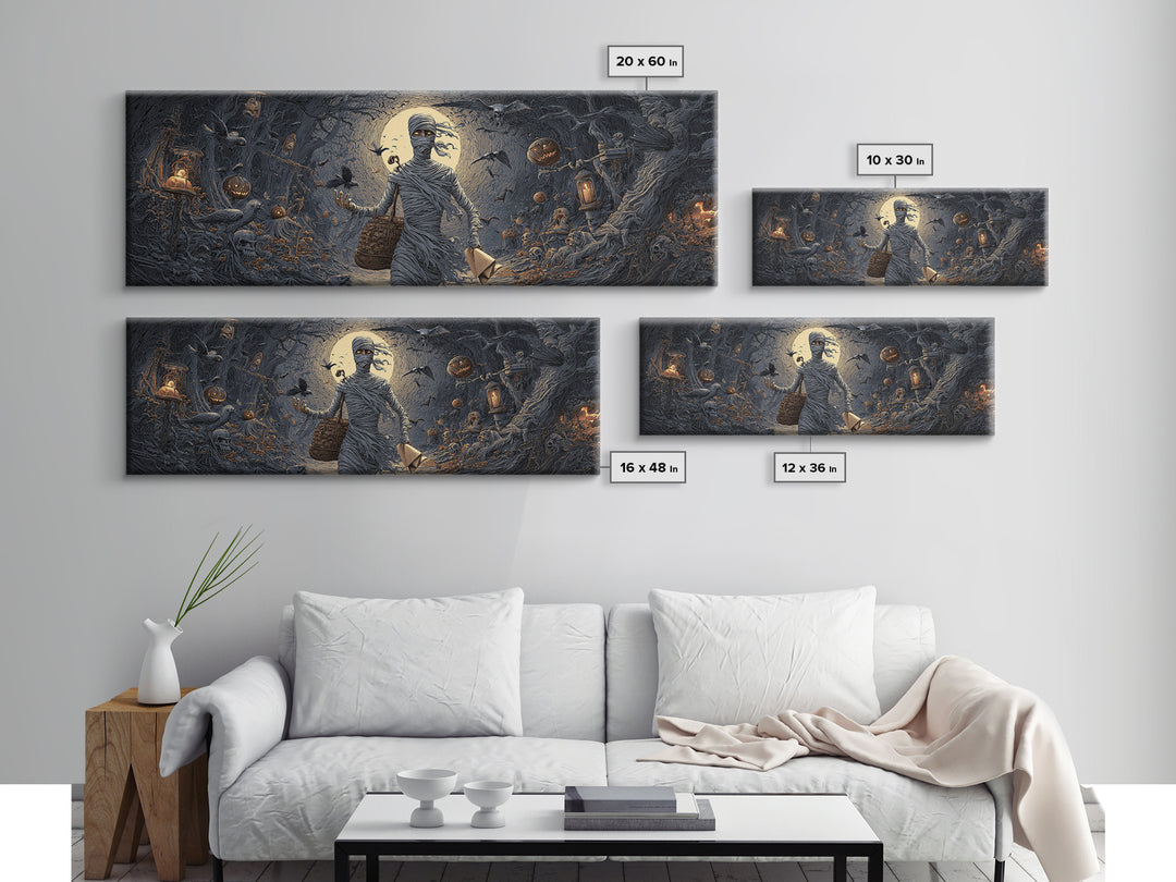 The Mummy Mail Carrier, Extra Wide Wall Art, Haunted Gothic Art, Framed Canvas Print, Halloween Wall Decor, Gothic Home Decor