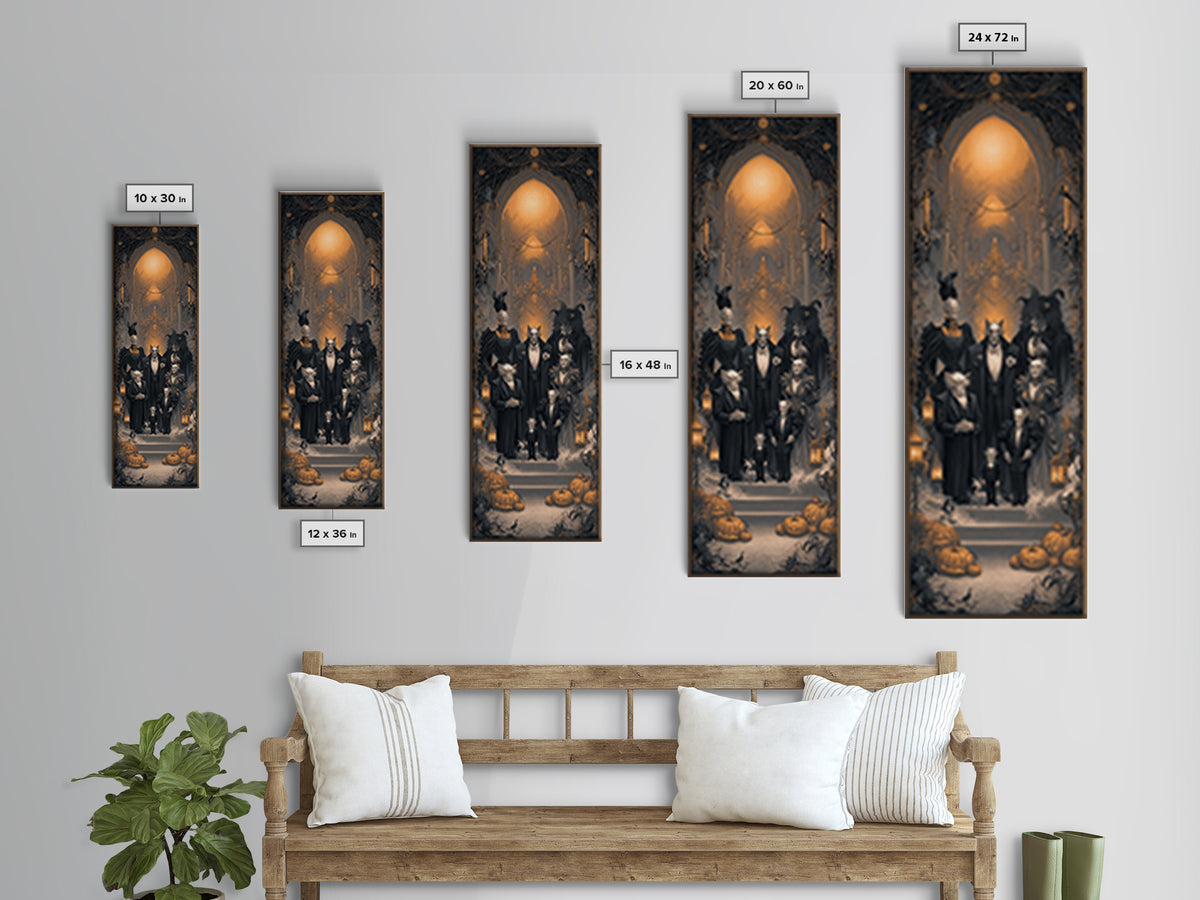 The Monster Family Portrait, Tall Narrow Wall Art, Spooky Home Decor, Canvas Print, Halloween Wall Decor, Gothic Home Decor