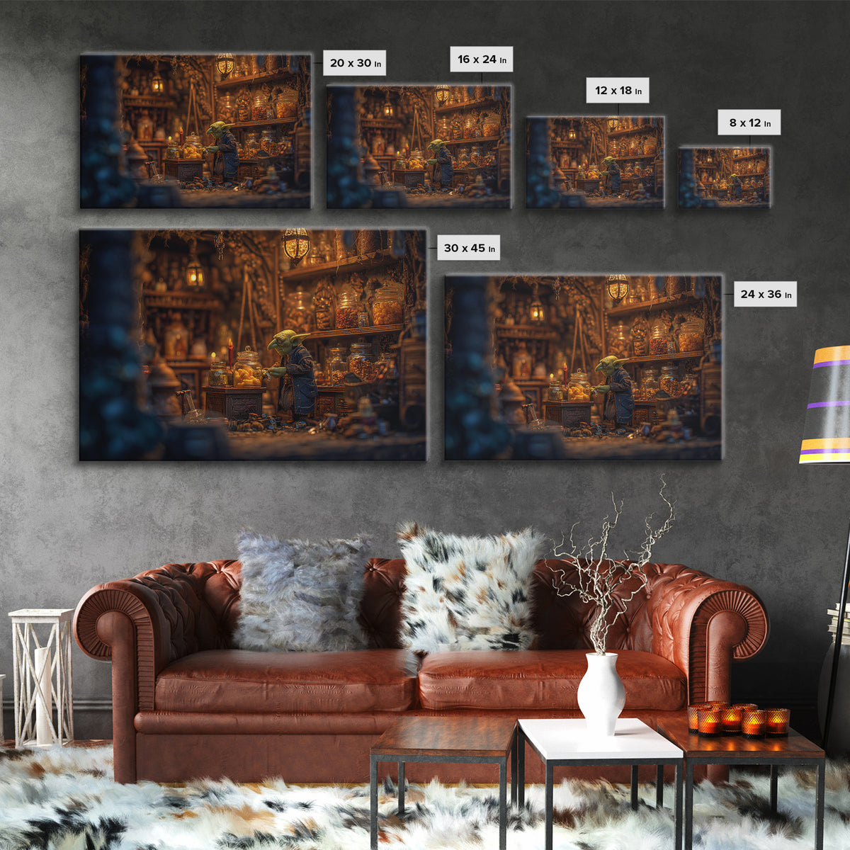 The Goblin Candy Shop, Landscape Wall Art, Haunted Gothic Art, Framed Canvas Print, Halloween Wall Decor, Gothic Home Decor