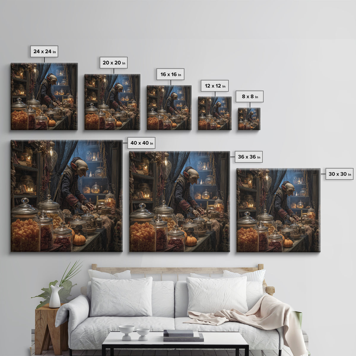 The Goblin Candy Shop, Square Wall Art, Spooky Home Decor, Canvas Print, Halloween Wall Decor, Gothic Home Decor, Collectible Wall Decor