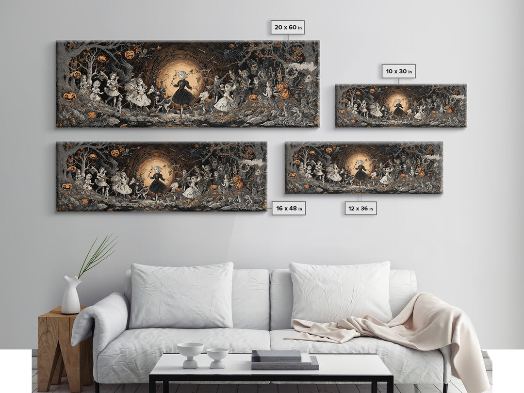 The Haunted Toy Parade, Extra Wide Wall Art, Haunted Gothic Art, Framed Canvas Print, Halloween Wall Decor, Gothic Home Decor