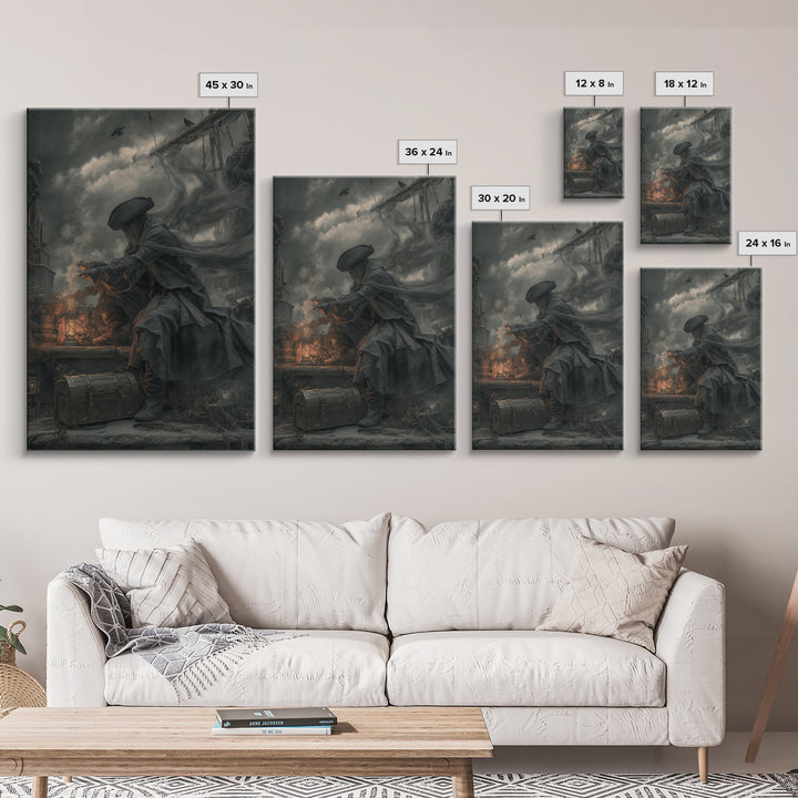 The Ghost Pirate Picnic, Vertical Wall Art, Dark Fantasy Wall Art, Canvas Print, Halloween Wall Decor, Gothic Home Decor, Horror Wall Art