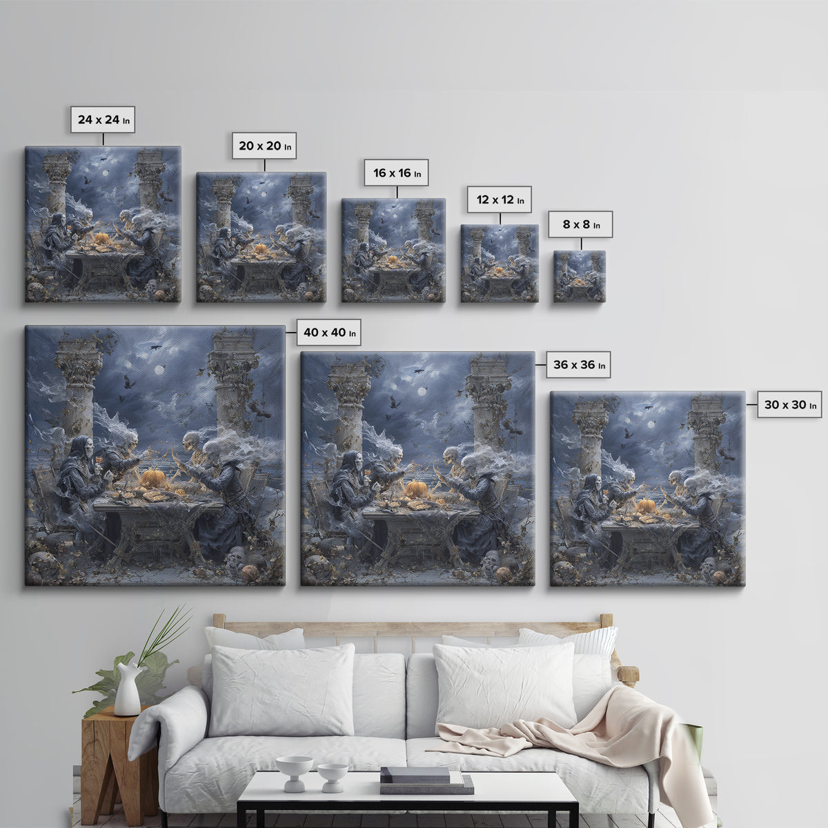 The Ghost Pirate Picnic, Square Wall Art, Dark Fantasy Wall Art, Canvas Print, Halloween Wall Decor, Gothic Home Decor, Spooky Wall Decor