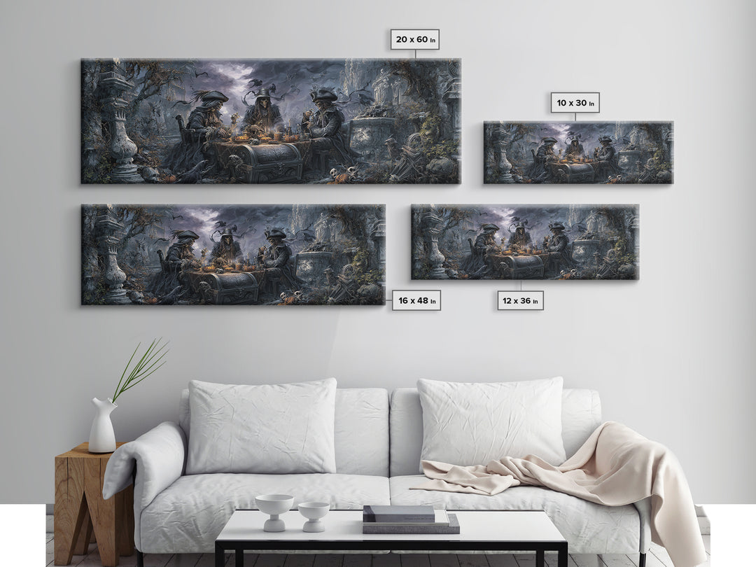 The Ghost Pirate Picnic, Extra Wide Wall Art, Haunted Gothic Art, Framed Canvas Print, Halloween Wall Decor, Gothic Home Decor