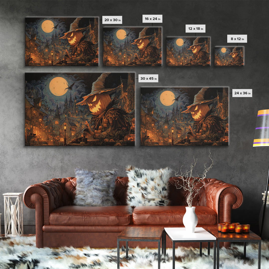 The Candy Corn Kingdom, Landscape Wall Art, Gothic Horror Wall Art, Framed Canvas Print, Halloween Wall Decor, Gothic Home Decor