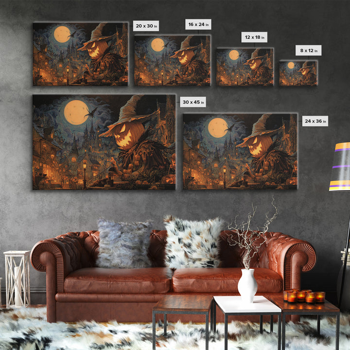 The Candy Corn Kingdom, Landscape Wall Art, Gothic Horror Wall Art, Framed Canvas Print, Halloween Wall Decor, Gothic Home Decor