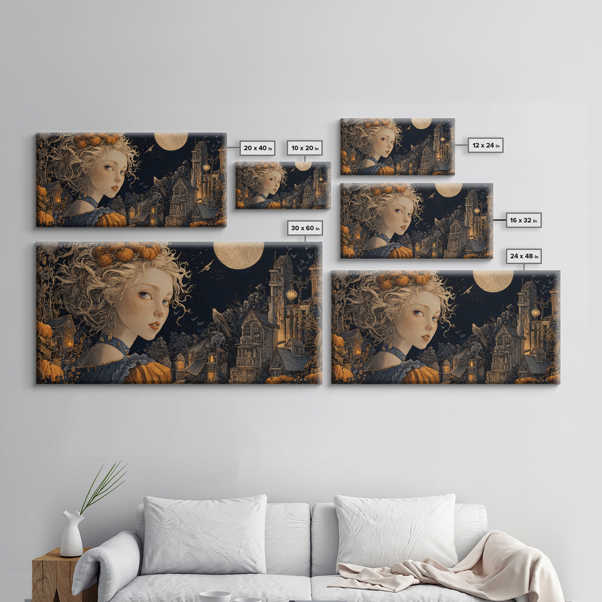 The Candy Corn Kingdom, Wide Panoramic Art, Dark Fantasy Wall Art, Canvas Print, Halloween Wall Decor, Gothic Home Decor, Halloween Decor