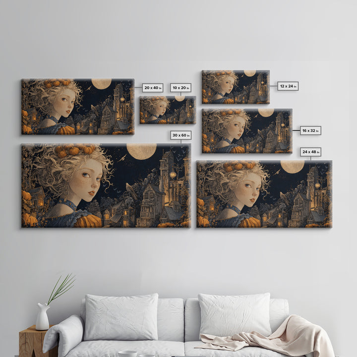 The Candy Corn Kingdom, Wide Panoramic Art, Dark Fantasy Wall Art, Canvas Print, Halloween Wall Decor, Gothic Home Decor, Halloween Decor