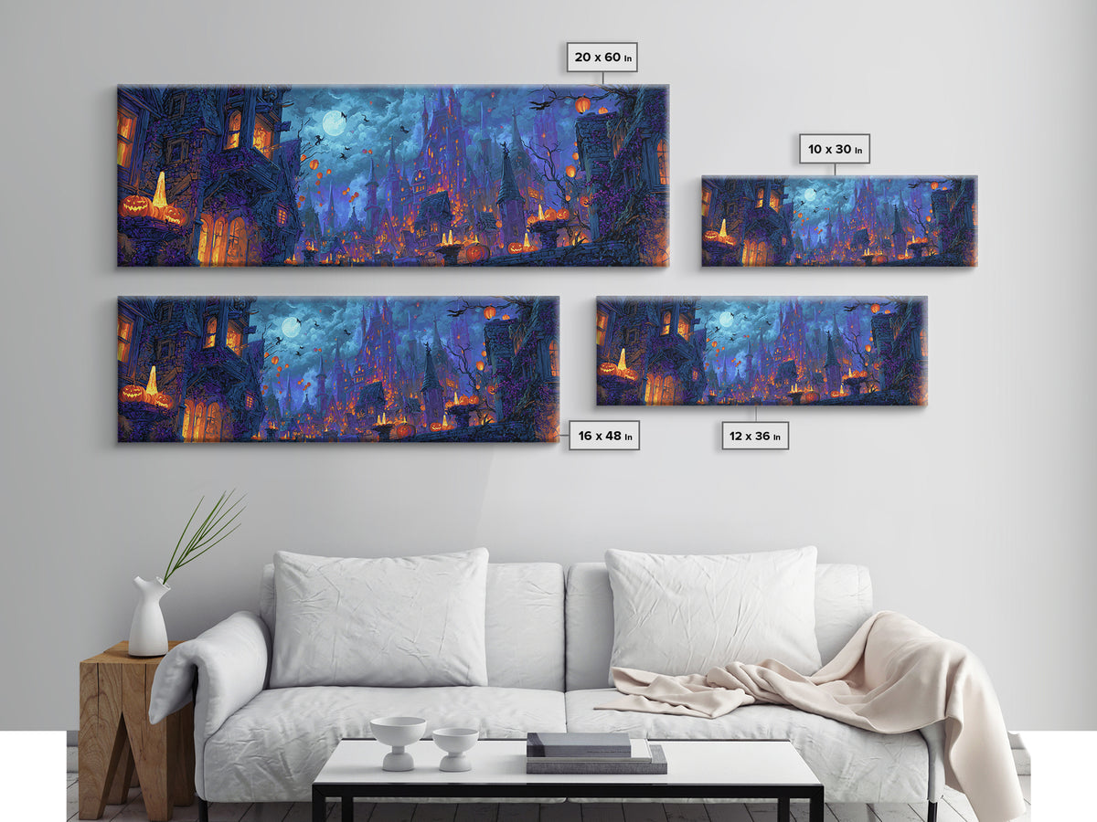 The Candy Corn Kingdom, Extra Wide Wall Art, Dark Fantasy Wall Art, Canvas Print, Halloween Wall Decor, Gothic Home Decor, Spooky Wall Decor