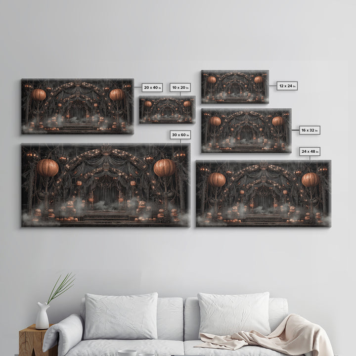 The Jack-O'-Lantern Circus, Wide Panoramic Art, Spooky Home Decor, Canvas Print, Halloween Wall Decor, Gothic Home Decor, Macabre Wall Art