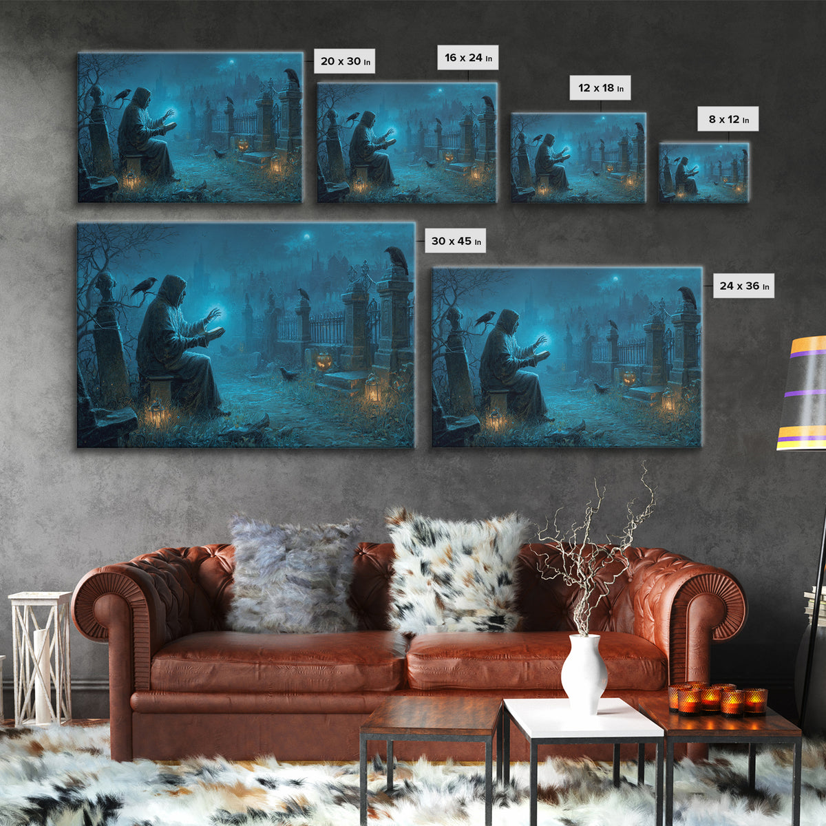 The Graveyard Book Club, Landscape Wall Art, Dark Halloween Decor, Canvas Print, Halloween Wall Decor, Gothic Home Decor, Macabre Wall Art