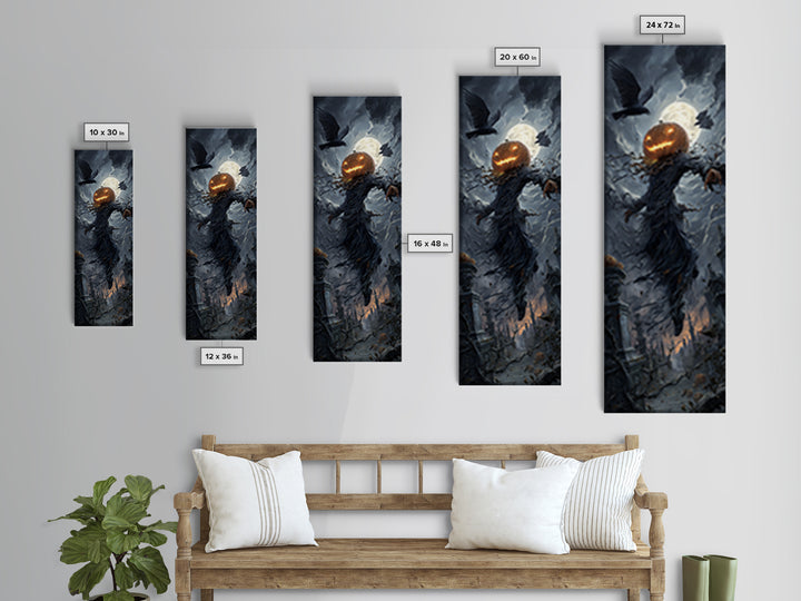 The Cosmic Pumpkin God, Tall Narrow Wall Art, Dark Fantasy Wall Art, Canvas Print, Halloween Wall Decor, Gothic Home Decor