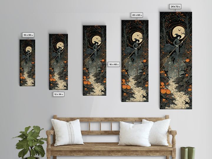 The Cyberpunk Witch, Tall Narrow Wall Art, Dark Halloween Decor, Canvas Print, Halloween Wall Decor, Gothic Home Decor, Seasonal Home Decor