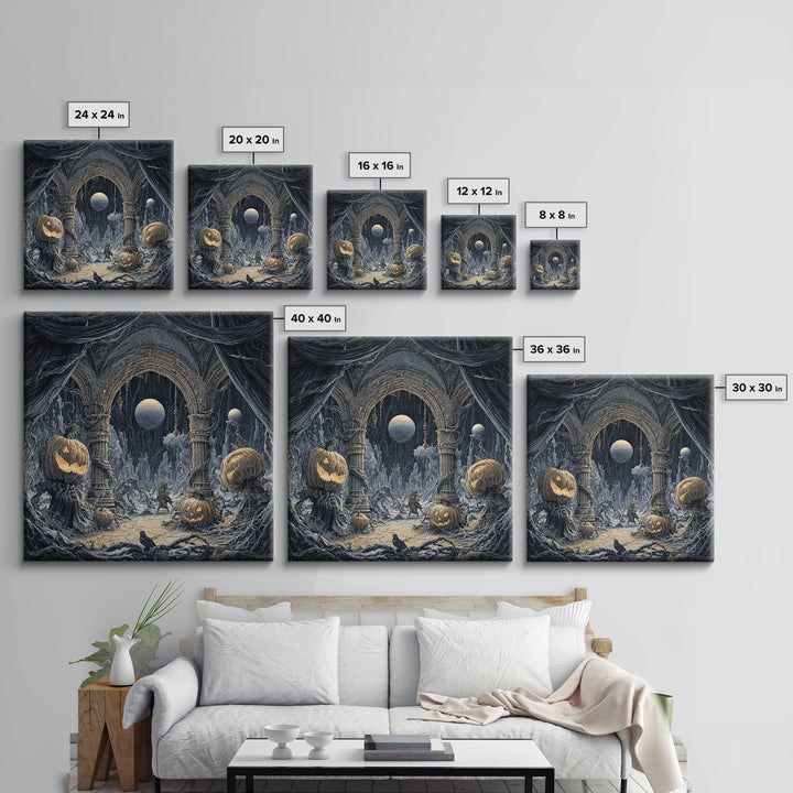 The Alien Pumpkin Patch, Square Wall Art, Dark Halloween Decor, Canvas Print, Halloween Wall Decor, Gothic Home Decor, Horror Wall Art