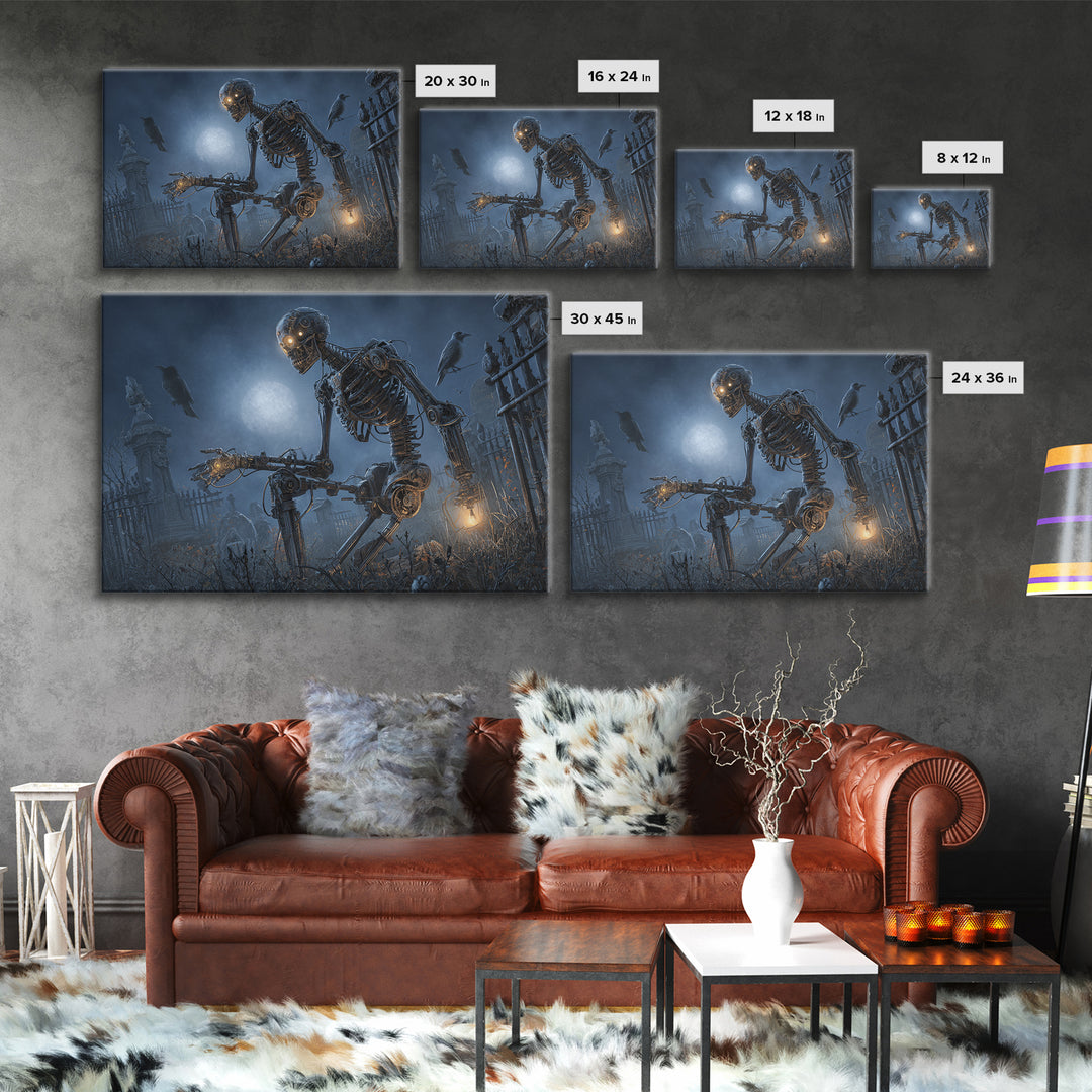 The Biomechanical Skeleton, Landscape Wall Art, Spooky Home Decor, Canvas Print, Halloween Wall Decor, Gothic Home Decor, Spooky Wall Decor