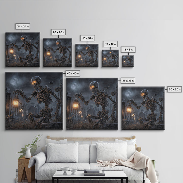 The Biomechanical Skeleton, Square Wall Art, Dark Fantasy Wall Art, Canvas Print, Halloween Wall Decor, Gothic Home Decor, Dark Fantasy Art