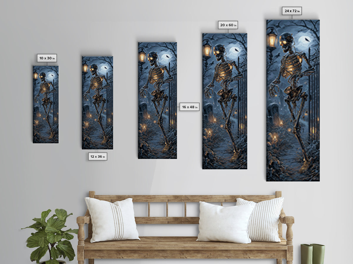 The Biomechanical Skeleton, Tall Narrow Wall Art, Dark Fantasy Wall Art, Canvas Print, Halloween Wall Decor, Gothic Home Decor