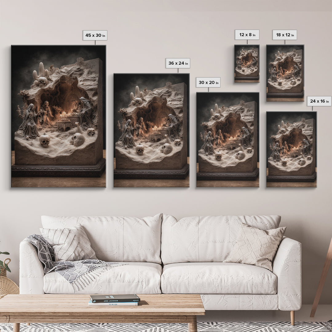 Desert Halloween, Vertical Wall Art, Spooky Home Decor, Canvas Print, Halloween Wall Decor, Gothic Home Decor, Statement Wall Art