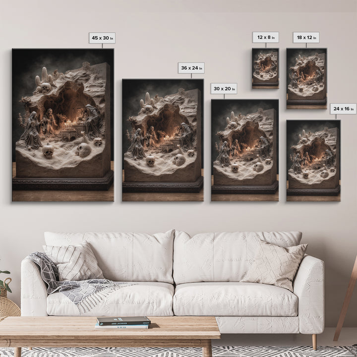 Desert Halloween, Vertical Wall Art, Spooky Home Decor, Canvas Print, Halloween Wall Decor, Gothic Home Decor, Statement Wall Art