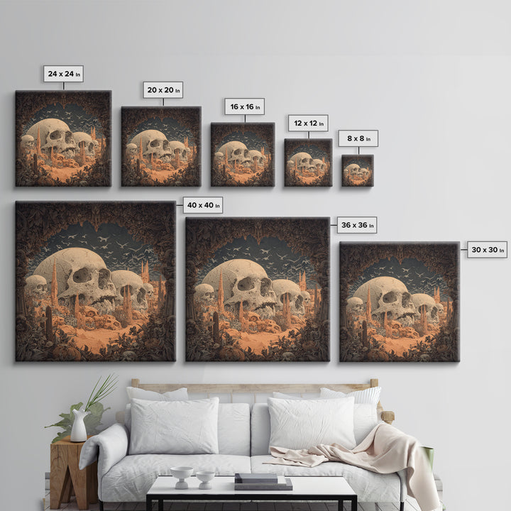 Desert Halloween, Square Wall Art, Spooky Home Decor, Canvas Print, Halloween Wall Decor, Gothic Home Decor, Spooky Wall Decor