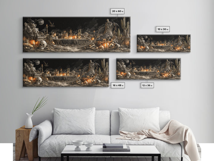 Desert Halloween, Extra Wide Wall Art, Dark Halloween Decor, Canvas Print, Halloween Wall Decor, Gothic Home Decor, Statement Wall Art