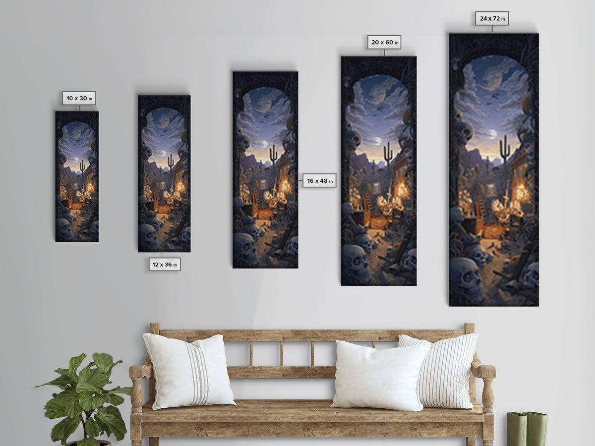 Desert Halloween, Tall Narrow Wall Art, Dark Fantasy Wall Art, Canvas Print, Halloween Wall Decor, Gothic Home Decor, Spooky Wall Decor