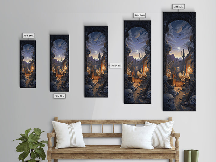 Desert Halloween, Tall Narrow Wall Art, Dark Fantasy Wall Art, Canvas Print, Halloween Wall Decor, Gothic Home Decor, Spooky Wall Decor